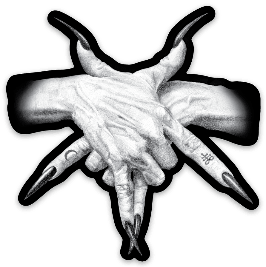 Pentagram Hands Sticker 9x9